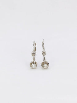Dormeuses vintage en or blanc et diamants 0.3ct - Castafiore