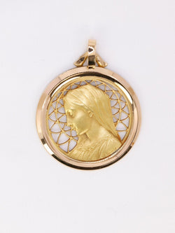 DROPSY Médaille vintage Vierge de profil or jaune - Castafiore