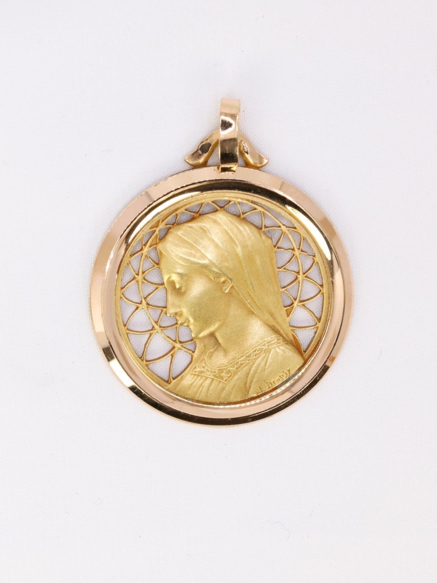 DROPSY Médaille vintage Vierge de profil or jaune - Castafiore