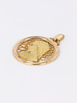 DROPSY Médaille vintage Vierge de profil or jaune - Castafiore