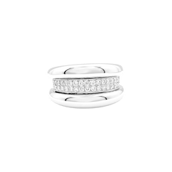 Bague godrons or blanc et diamants.