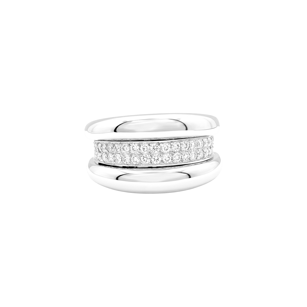 Bague godrons or blanc et diamants.