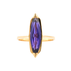 Yellow Gold Solitaire Ring with Amethyst