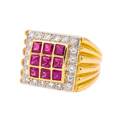 Bague Chevalière Or jaune Rubis