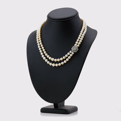 White Gold, Platinum, and Diamond Pearl Necklace