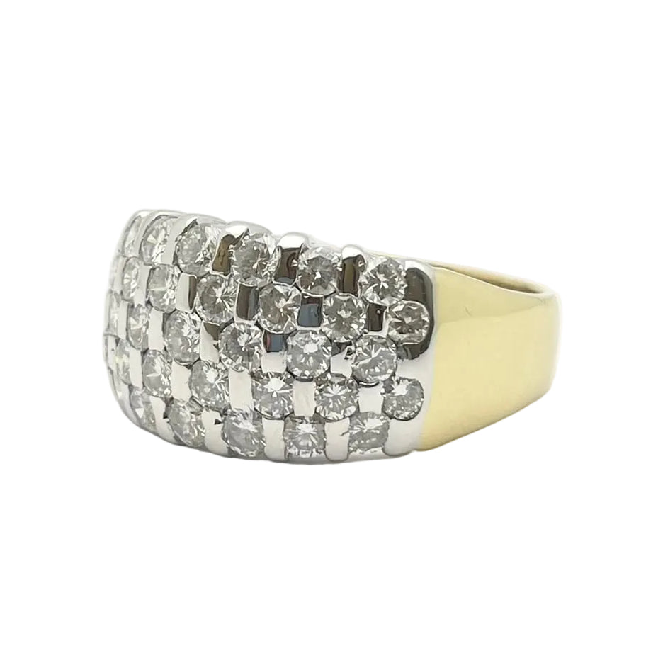Ring in white gold, yellow gold and diamonds