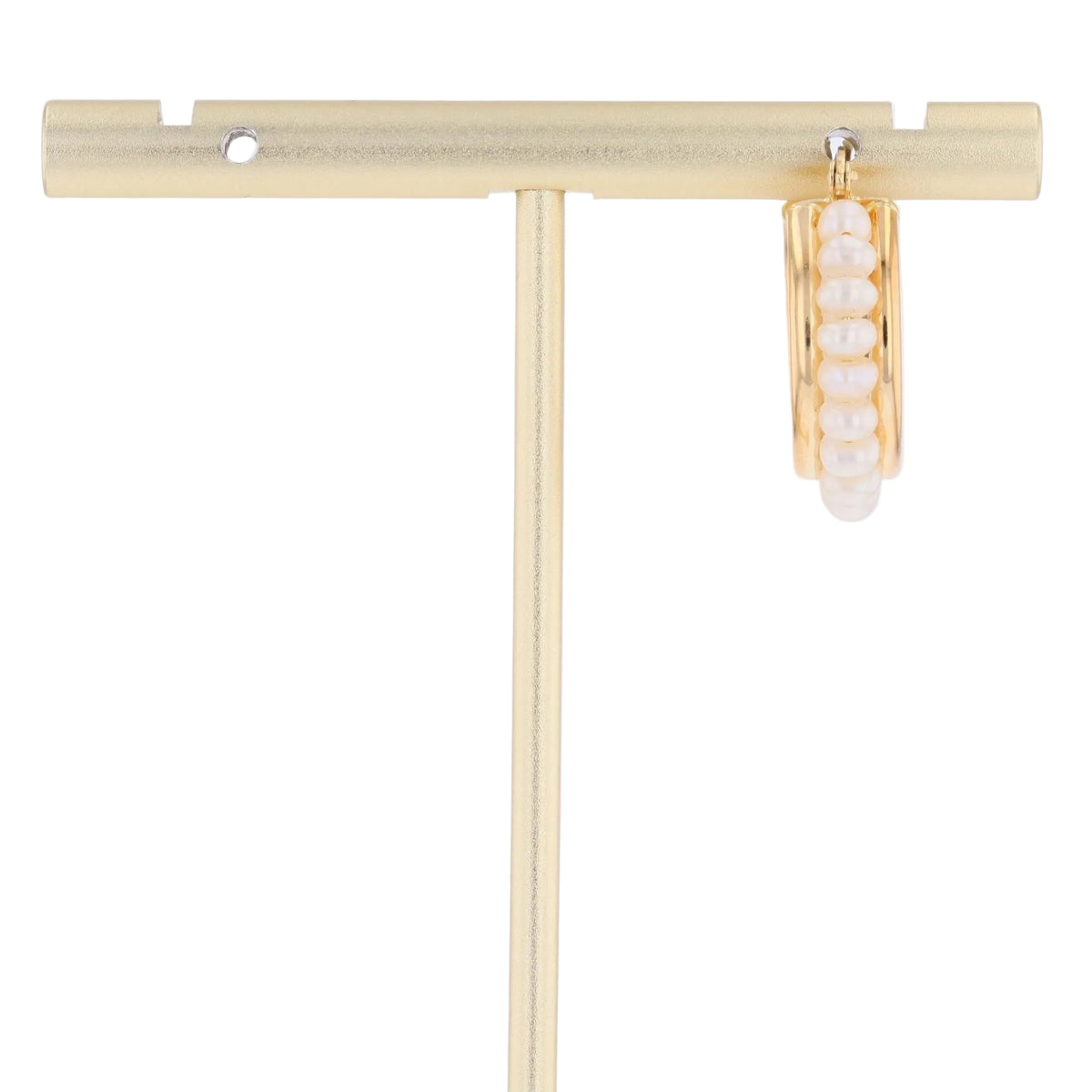 Single Hoop Earring in Yellow Gold and Pearls
