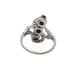 Trilogy Ring in White Gold, Sapphires, and Diamonds