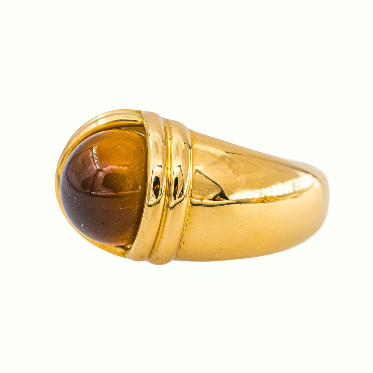 Yellow Gold Dome Tiger's Eye Ring