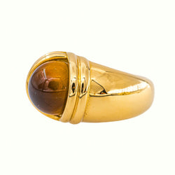 Yellow Gold Dome Tiger's Eye Ring
