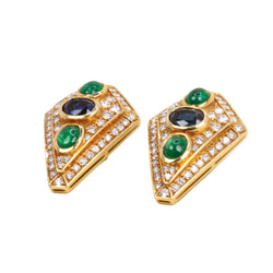 REPOSSI set in yellow gold, with pearls, sapphires, emeralds, and diamonds