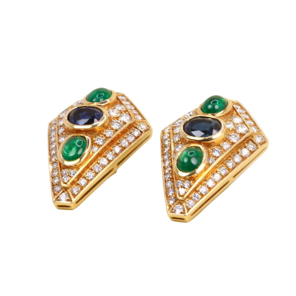 REPOSSI set in yellow gold, with pearls, sapphires, emeralds, and diamonds