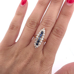 Marquise Ring in Yellow Gold, Sapphires, and Diamonds