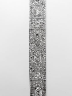 ART DECO ARTICULATED BRACELET WITH PALTINE AND DIAMONDS, APPROX. 12.50 CTS (SIZE 18)