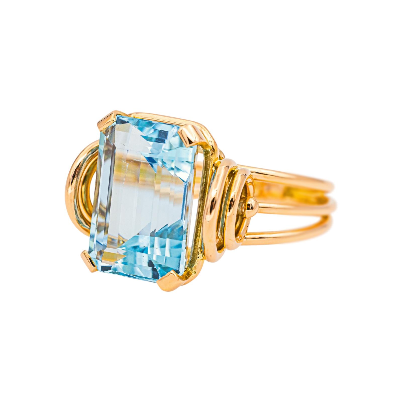 Bague Cocktail Or jaune Aigue-marine