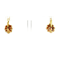 Yellow Gold and Garnet Lever-back Earrings