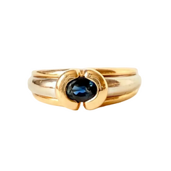 White Gold, Yellow Gold, and Sapphire Bangle Ring