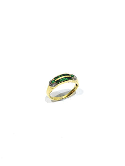Yellow Gold Ring with Diamonds and Emeralds