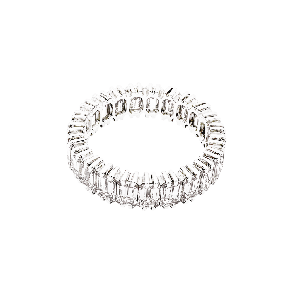 Ring alliance tour complet, paltinium and diamonds emerald cut.