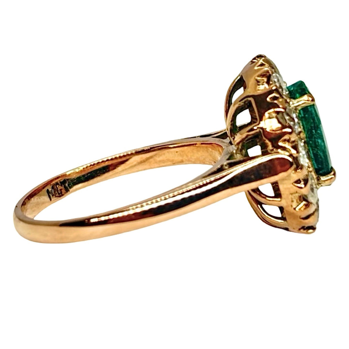 Marguerite Ring in Rose Gold, Emerald, and Diamonds