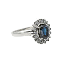 Pompadour Ring in Silver with Sapphire