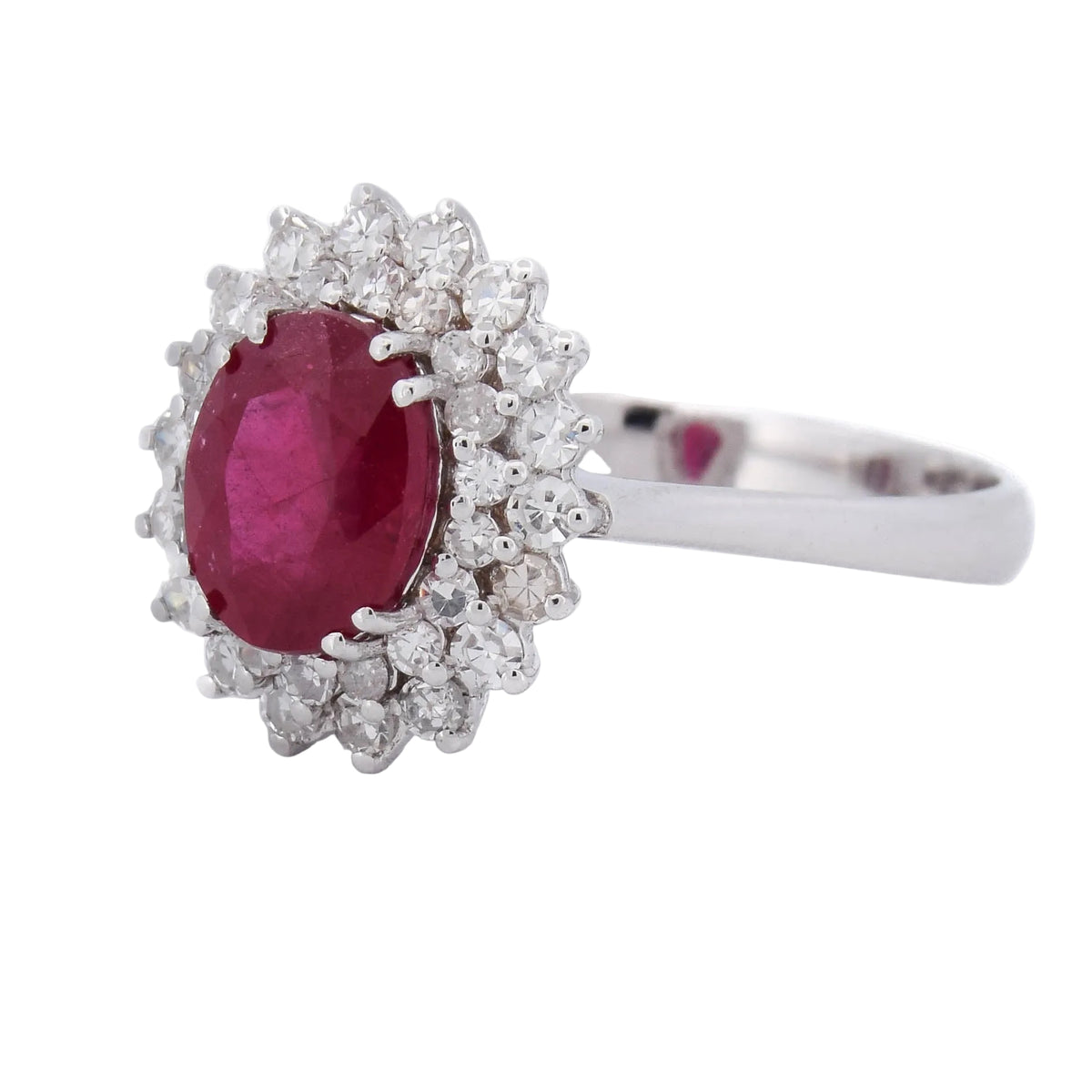 Entourage Ring in white gold, rubies, and diamonds