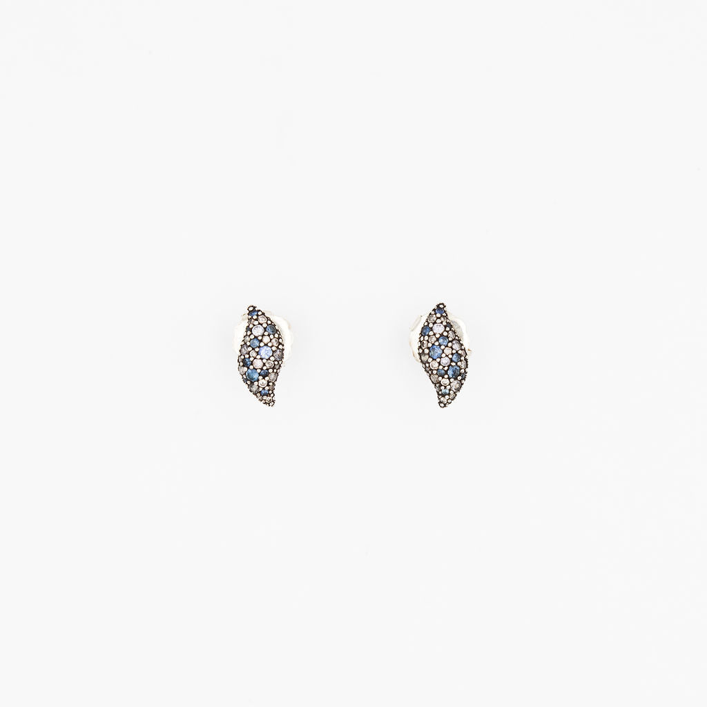 Boucles d'Oreilles Puces DAVID YURMAN en argent, saphirs et diamants