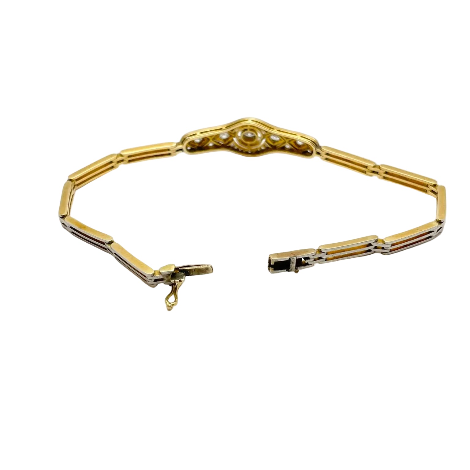 White gold, yellow gold, and diamond bracelet