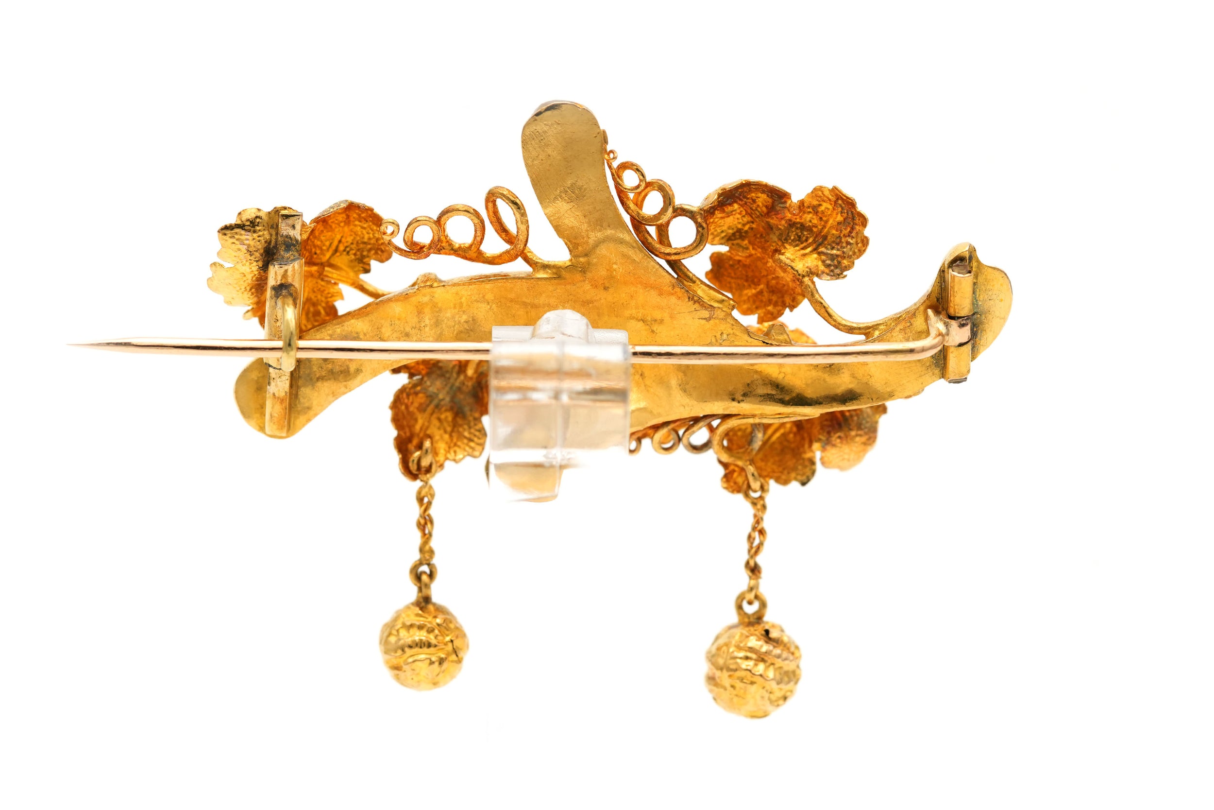 Broche Épingle en or jaune et turquoises