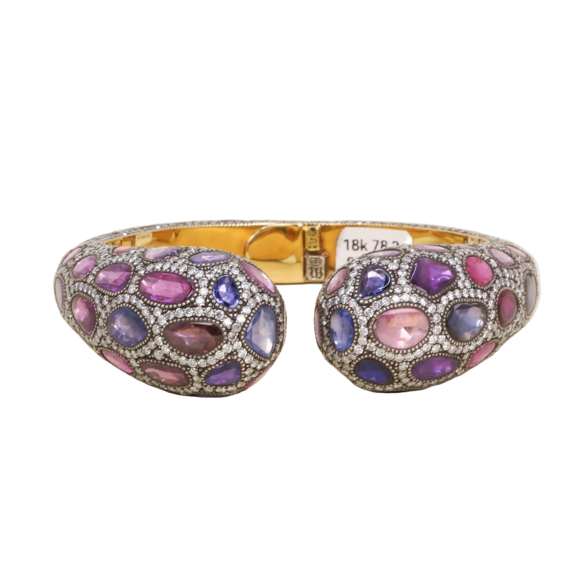 ANDRÉ MARCHA bangle bracelet in yellow gold, silver, sapphires, and diamonds