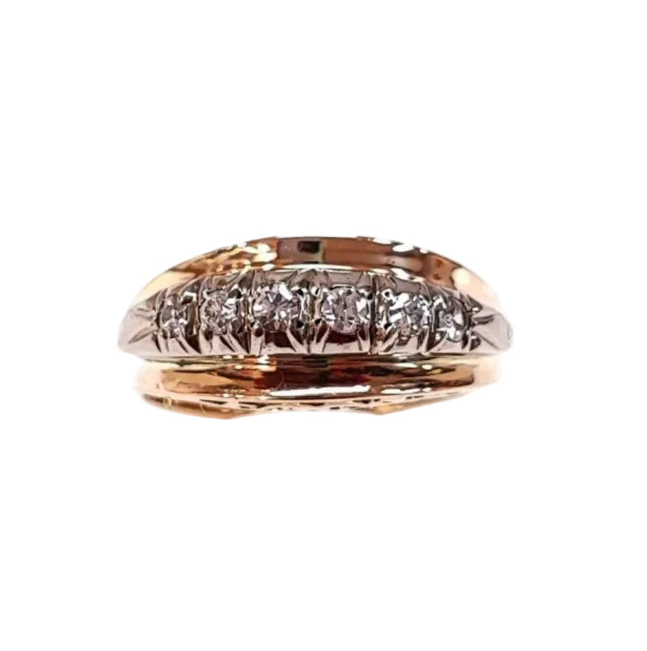 Bague Jarretière en or rose, or blanc et diamants