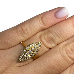 18K Yellow gold Marquise ring with Diamonds (Size 51)