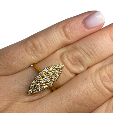 18K Yellow gold Marquise ring with Diamonds (Size 51)