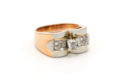 Tank Ring in White gold, Yellow gold and Diamonds