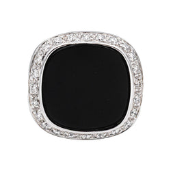 Bague Chevalière Or blanc Onyx