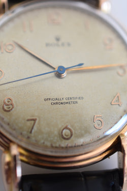 ROLEX "Chronometer" watch in rose gold, steel, and leather