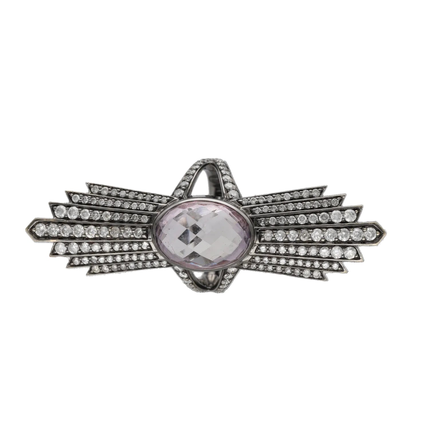 Cocktail Ring in White Gold, Amethyst, and Diamonds
