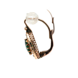 Yellow Gold Lever-back Earrings with Pearls and Crystal