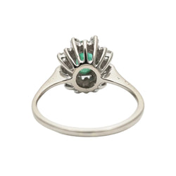 "Entourage" Ring in White Gold, Emerald, and Diamonds