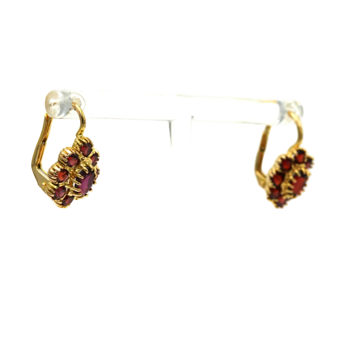 Yellow Gold and Garnet Lever-back Earrings