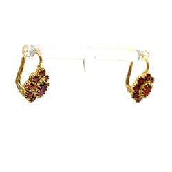 Yellow Gold and Garnet Lever-back Earrings