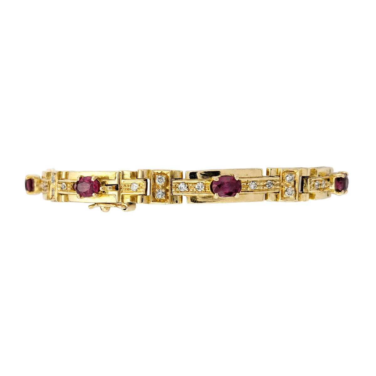 "Ligne" Bracelet in Yellow Gold, Rubies, and Diamonds
