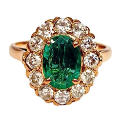 Marguerite Ring in Rose Gold, Emerald, and Diamonds