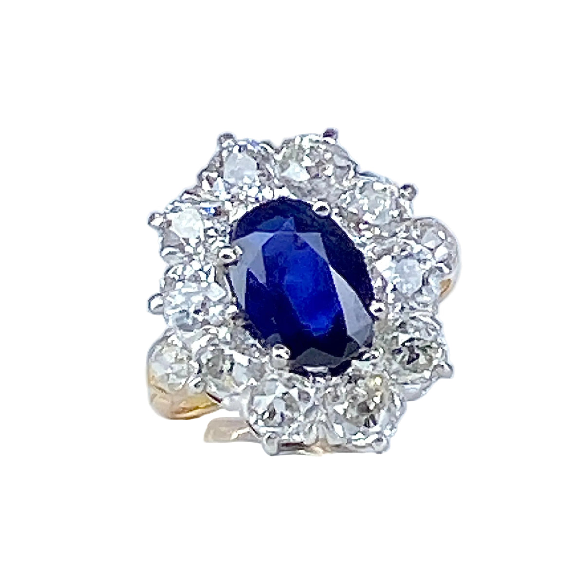 Marguerite Ring in Yellow Gold, Sapphire, and Diamonds