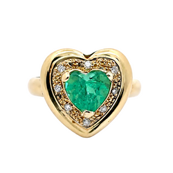 "Entourage" Ring in Yellow Gold, Emerald, and Diamonds