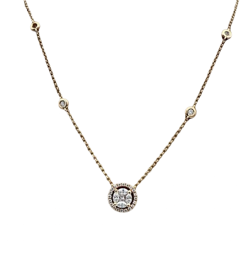 Yellow Gold Necklace with Diamond Pendant