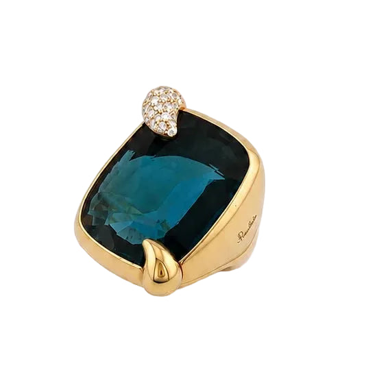 POMELLATO Cocktail Ring in yellow gold, Topaz, and Diamonds