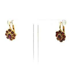 Yellow Gold and Garnet Lever-back Earrings