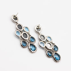Boucles d'oreilles Chandelier DAVID YURMAN en argent, topaze bleue, hématite et diamant