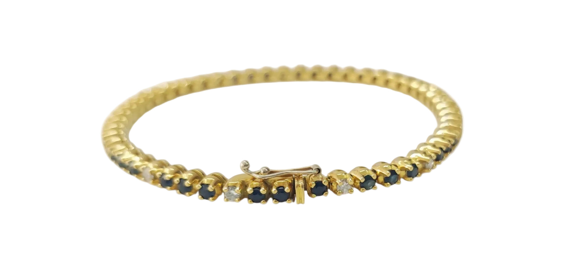 "Ligne" Bracelet in Yellow Gold, Sapphires, and Diamonds